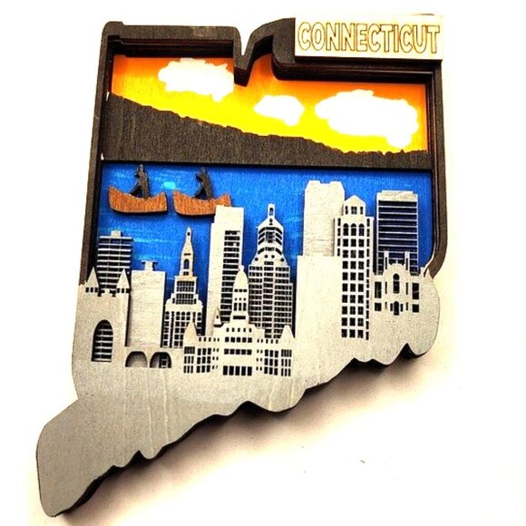 Other - 3D Laser cut multi-layered Connecticut state magnet